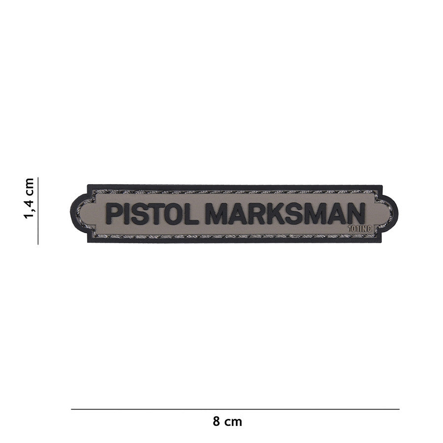 Embleem 3D PVC Pistol Marksman Tab Gri - Semnalizează-ți Precizia