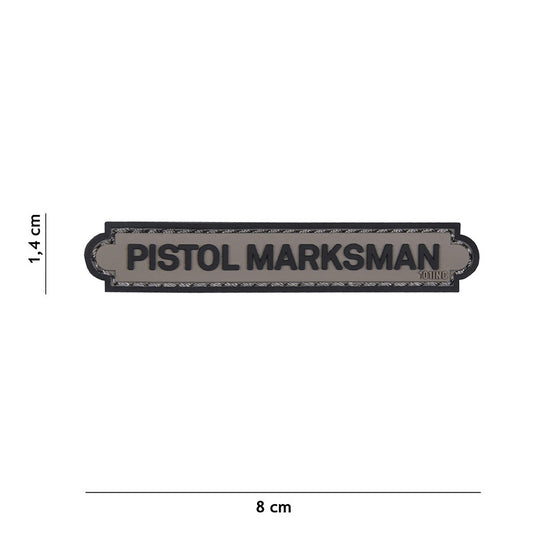 Embleem 3D PVC Pistol Marksman Tab Gri - Semnalizează-ți Precizia
