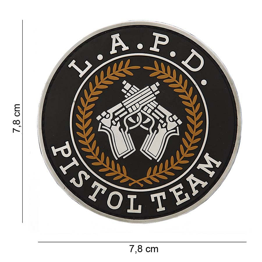 Embleem 3D PVC pistol team #12041 Negru L.A.P.D. - Identitate Tactică Autentică