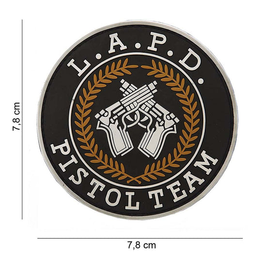 Embleem 3D PVC pistol team #12041 Negru L.A.P.D. - Identitate Tactică Autentică