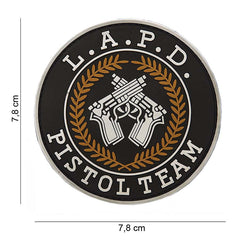 Embleem 3D PVC pistol team #12041 Negru L.A.P.D. - Identitate Tactică Autentică