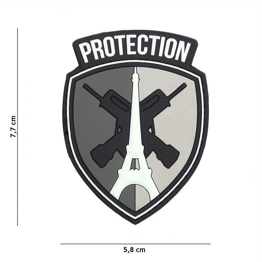 Embleem 3D PVC Protection Gri Tactical - Personalizare Rapidă și Durabilă