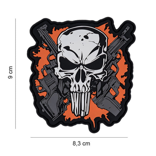 Embleem 3D PVC Punish skull crossed guns - Identitate Tactică Incontestabilă