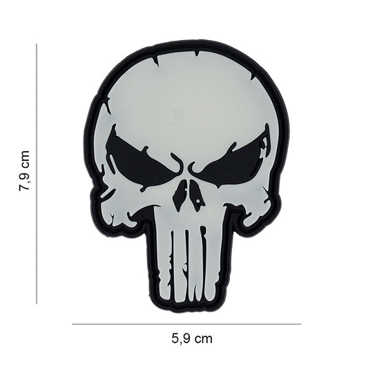 Embleem 3D PVC Punish Skull Glow in the Dark - Identitate Tactică Nocturnă