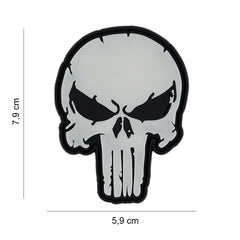 Embleem 3D PVC Punish Skull Glow in the Dark - Identitate Tactică Nocturnă