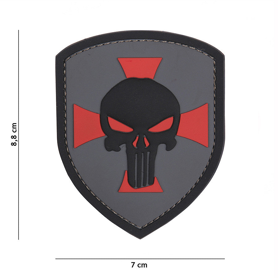 Embleem 3D PVC Punisher Cruce Gri - Afișează-ți Forța Tactică