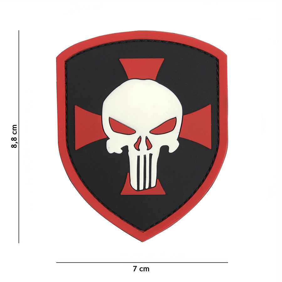 Embleem 3D PVC Punisher Cruce Roșie - Afirmă-ți Forța