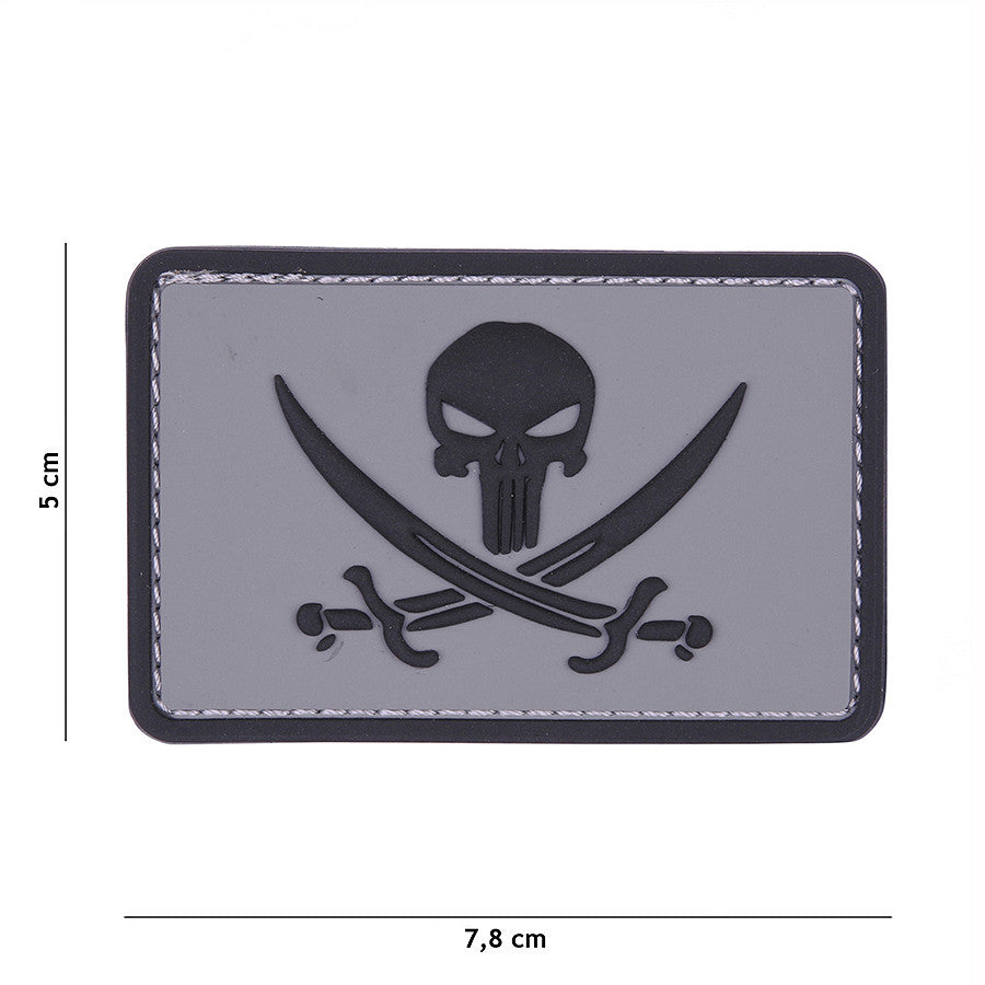 Embleem 3D PVC Punisher Pirate Gri/Negru - Afirmă-ți Atitudinea