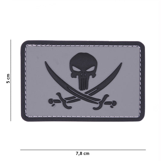 Embleem 3D PVC Punisher Pirate Gri/Negru - Afirmă-ți Atitudinea