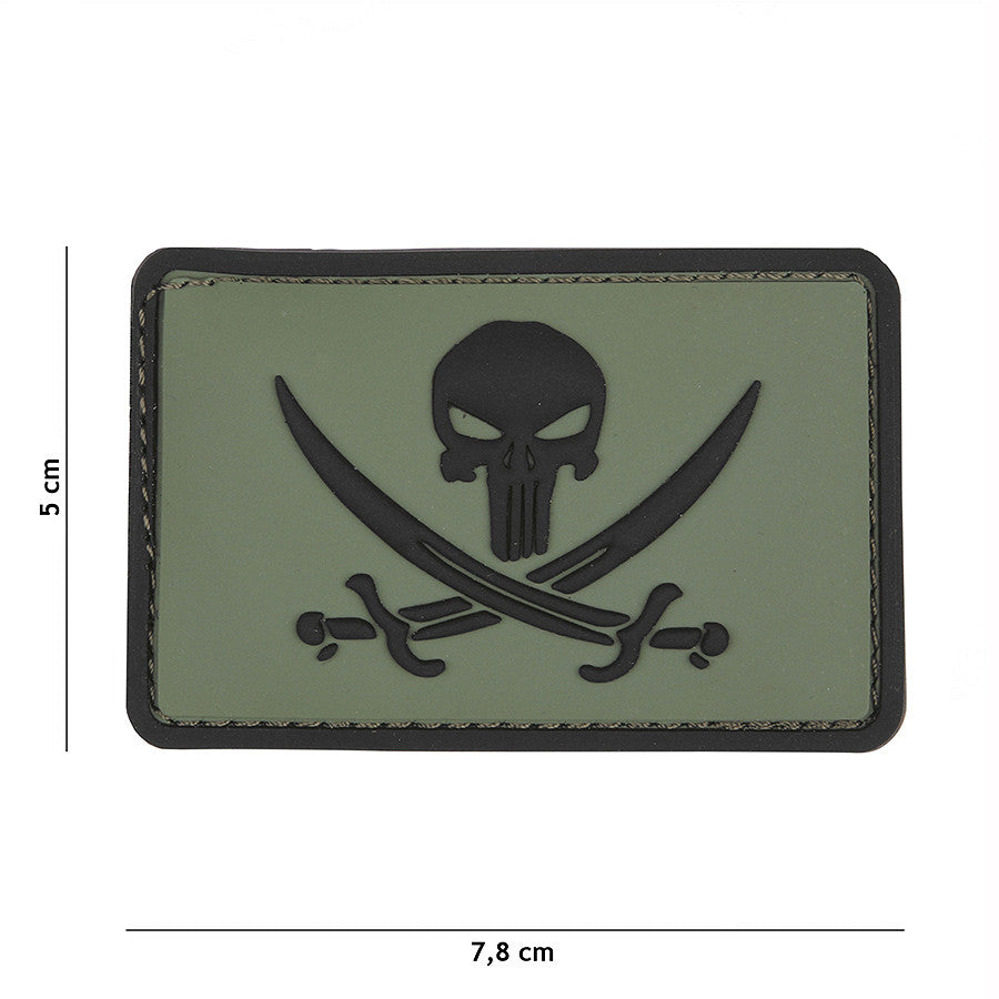 Embleem 3D PVC Punisher Pirate Groen - Afirmă-ți Forța Tactică