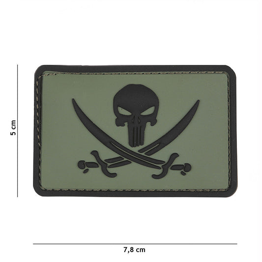 Embleem 3D PVC Punisher Pirate Groen - Afirmă-ți Forța Tactică