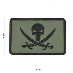 Embleem 3D PVC Punisher Pirate Groen - Afirmă-ți Forța Tactică