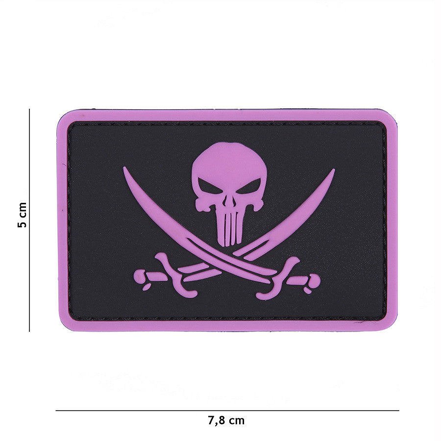 Embleem 3D PVC Punisher Pirate Roze - Afirmă-ți Stilul Tactic
