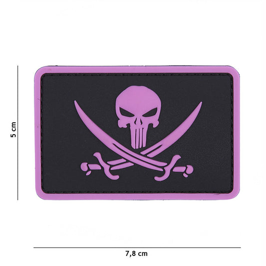Embleem 3D PVC Punisher Pirate Roze - Afirmă-ți Stilul Tactic