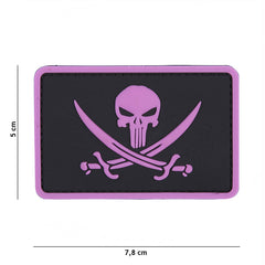 Embleem 3D PVC Punisher Pirate Roze - Afirmă-ți Stilul Tactic