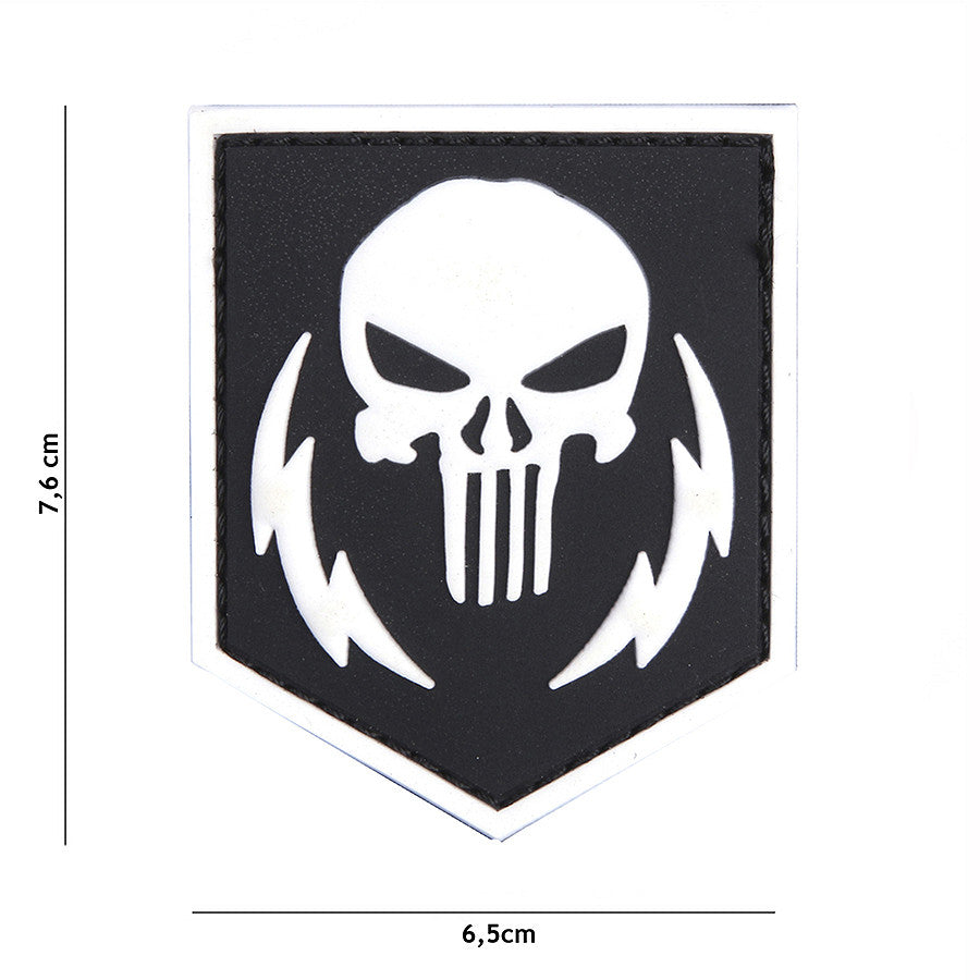 Embleem 3D PVC Punisher Thunder Strokes Alb Tactical Gear - Marchează-ți Teritoriul