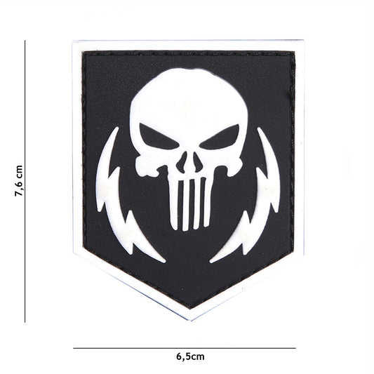 Embleem 3D PVC Punisher Thunder Strokes Alb Tactical Gear - Marchează-ți Teritoriul