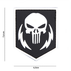 Embleem 3D PVC Punisher Thunder Strokes Alb Tactical Gear - Marchează-ți Teritoriul