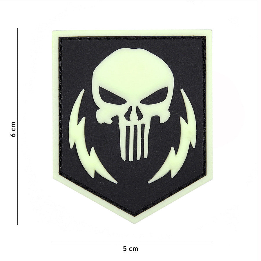 Embleem 3D PVC Punisher Thunder Strokes Glow in Dark - Vizibilitate Tactică Nocturnă