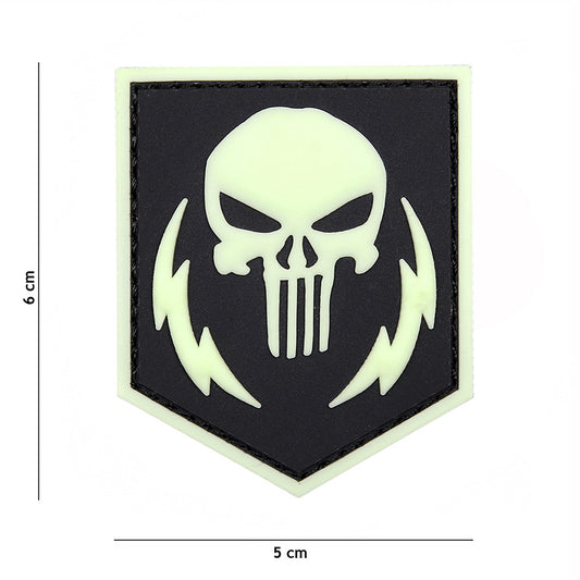 Embleem 3D PVC Punisher Thunder Strokes Glow in Dark - Vizibilitate Tactică Nocturnă