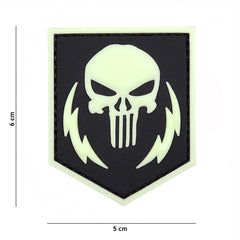 Embleem 3D PVC Punisher Thunder Strokes Glow in Dark - Vizibilitate Tactică Nocturnă