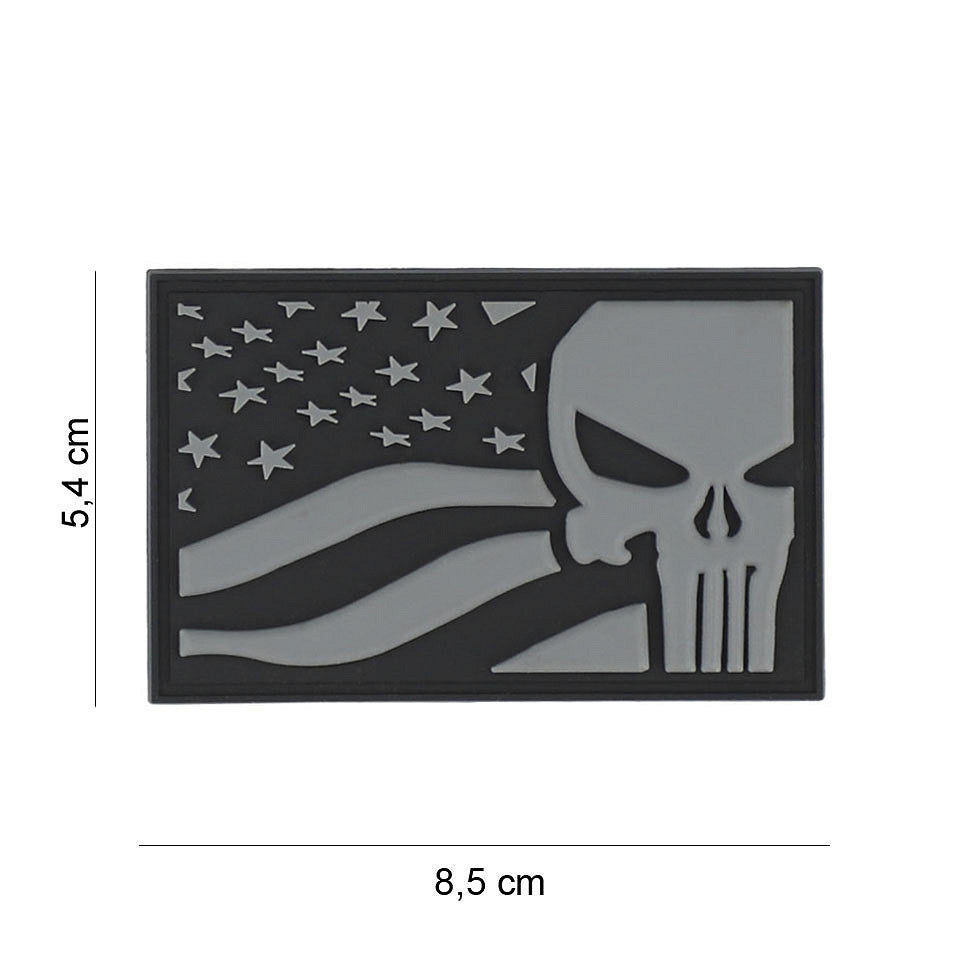 Embleem 3D PVC Punisher USA Vlag Gri - Afirmă-ți Spiritul de Luptător