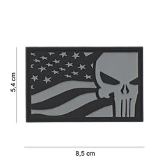 Embleem 3D PVC Punisher USA Vlag Gri - Afirmă-ți Spiritul de Luptător