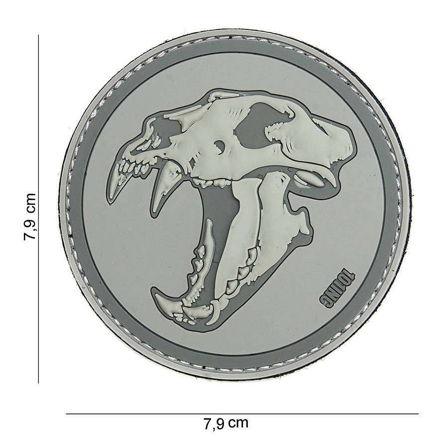 Embleem 3D PVC Sabertooth Tiger Gri Deschis - Afirmă-ți Forța Brutală
