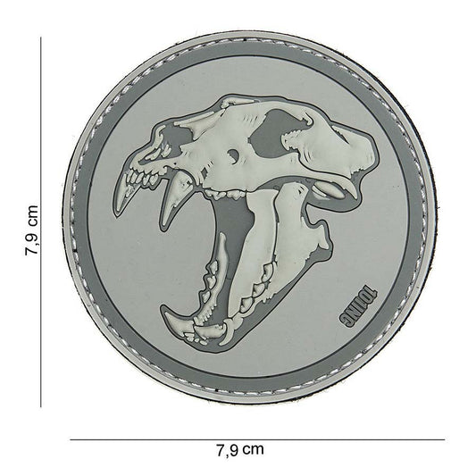 Embleem 3D PVC Sabertooth Tiger Gri Deschis - Afirmă-ți Forța Brutală