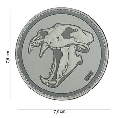 Embleem 3D PVC Sabertooth Tiger Gri Deschis - Afirmă-ți Forța Brutală
