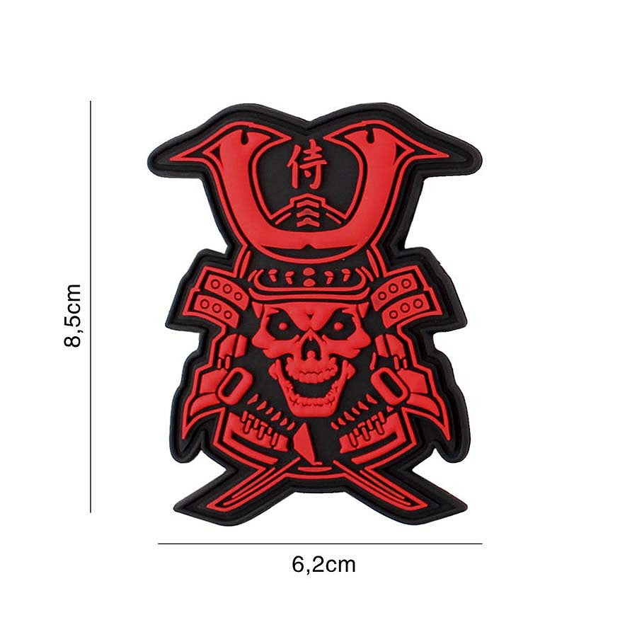 Embleem 3D PVC Samurai Skull Roșu - Afirmă-ți Spiritul Războinic