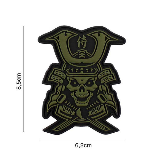 Embleem 3D PVC Samurai Skull Verde - Afirmă-ți Spiritul Războinic