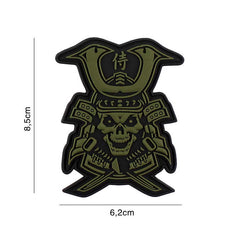 Embleem 3D PVC Samurai Skull Verde - Afirmă-ți Spiritul Războinic