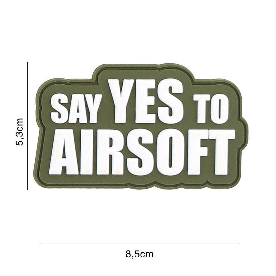 Embleem 3D PVC Say yes to Airsoft Verde - Afirmă-ți Pasiunea