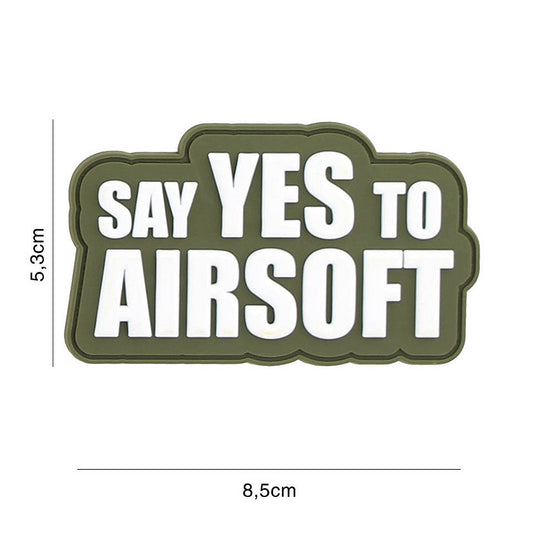 Embleem 3D PVC Say yes to Airsoft Verde - Afirmă-ți Pasiunea