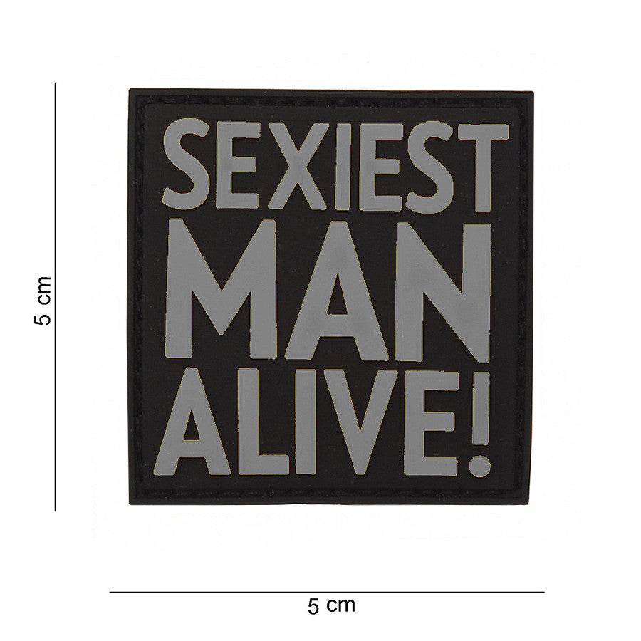 Embleem 3D PVC Sexiest Man Alive Gri - Afirmă-ți Identitatea Tactică