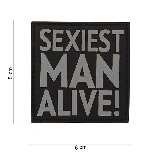 Embleem 3D PVC Sexiest Man Alive Gri - Afirmă-ți Identitatea Tactică