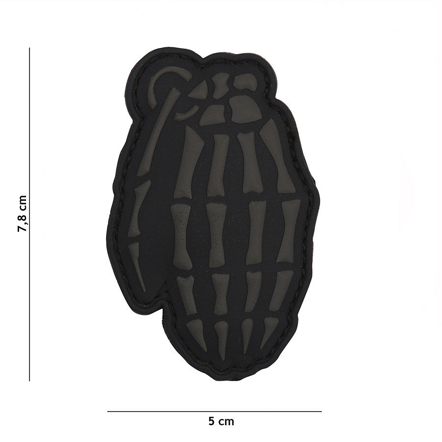 Embleem 3D PVC Skull Grenade Gri - Semn Distincție Inconfundabil
