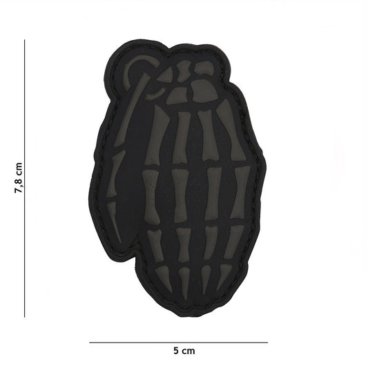 Embleem 3D PVC Skull Grenade Gri - Semn Distincție Inconfundabil