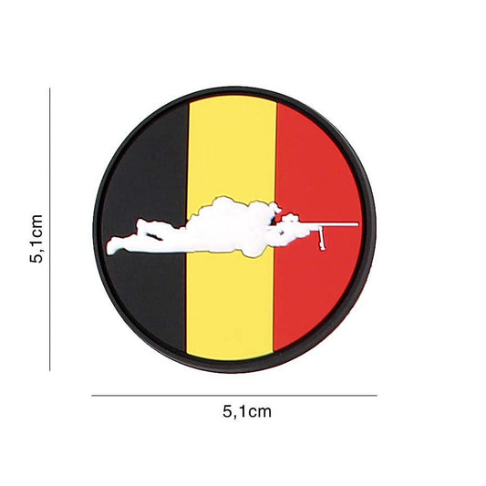 Embleem 3D PVC Sniper Belgia Rond Tactical - Identificare Rapidă & Stil Autentic