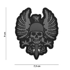 Embleem 3D PVC Spaanse skull Gri - Afirmă-ți Prezența Tactică