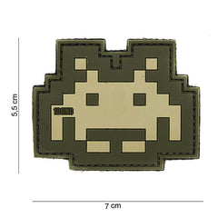Embleem 3D PVC Space Invader Bej/Verde - Distinctie Tactică Unică