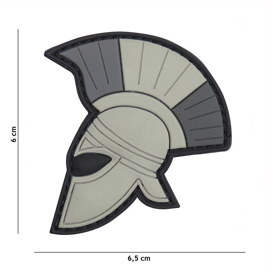 Embleem 3D PVC Spartaanse helm Gri - Personalizare Tactică Unică