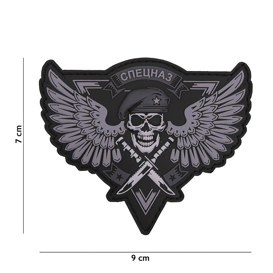 Embleem 3D PVC Spetsnaz Skull Gri Tactical - Afirmă-ți Forța Tactică