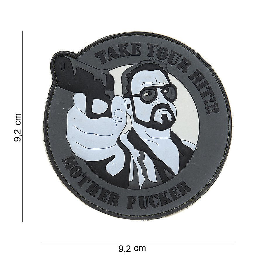 Embleem 3D PVC Take your hit Gri - Mesajul Tău de Neclintit