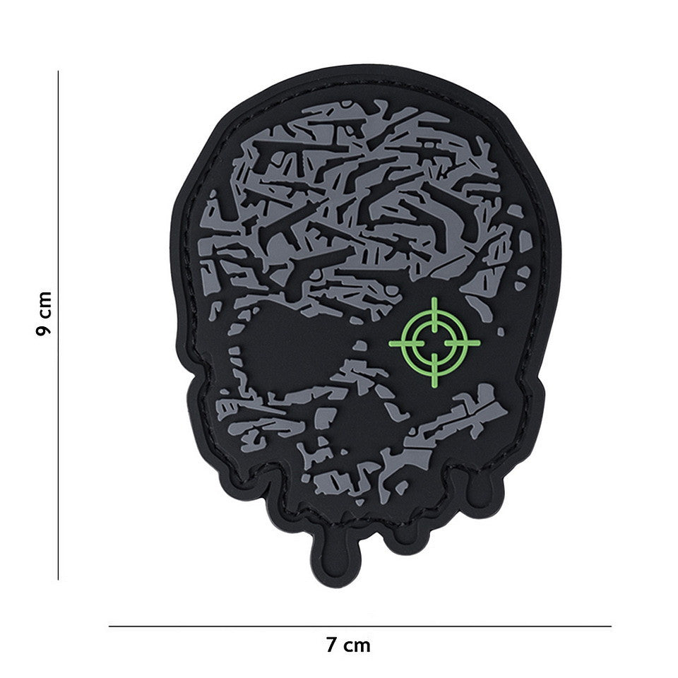 Embleem 3D PVC Target Eye Skull Gri - Afirmă-ți Prezența Tactică