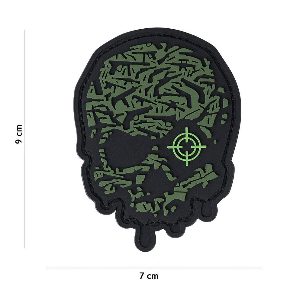Embleem 3D PVC Target Eye Skull Verde - Afirmă-ți Identitatea