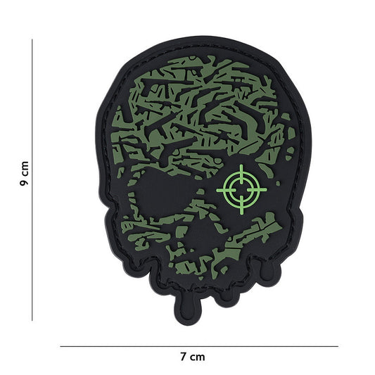 Embleem 3D PVC Target Eye Skull Verde - Afirmă-ți Identitatea