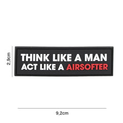 Embleem 3D PVC Think like a man Negru - Afirmă-ți Mentalitatea Tactica
