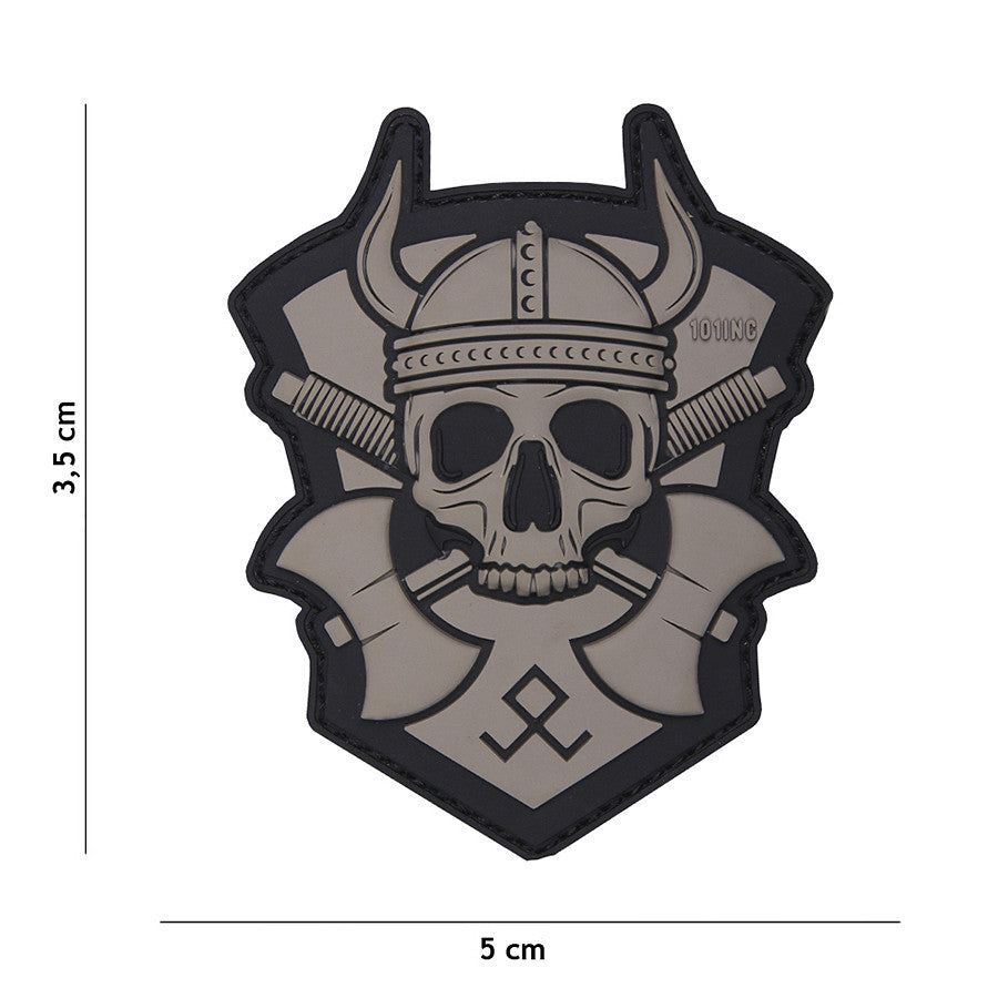Embleem 3D PVC Viking cu Topor Gri - Afirmă-ți Forța Tactică